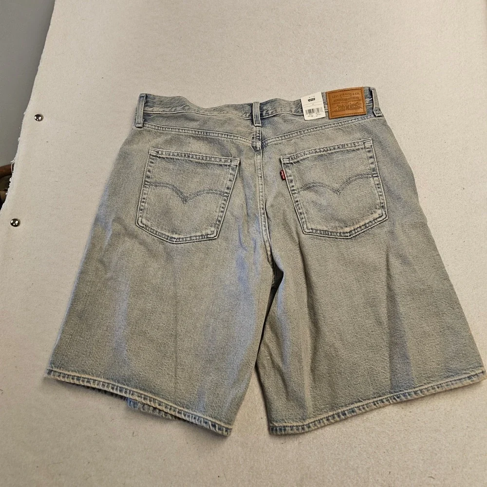 Levis Premium Baggy Dad Jorts Light Wash Denim Shorts Mid Rise Size 33 NEW